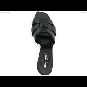 Saint Laurent Black Knotted Leather Slide Mule